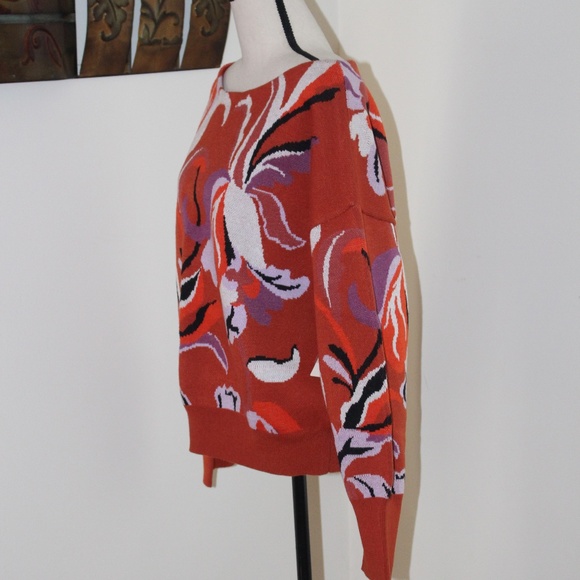 Maeve, Anthropologie floral orange sweater. - Picture 4 of 12